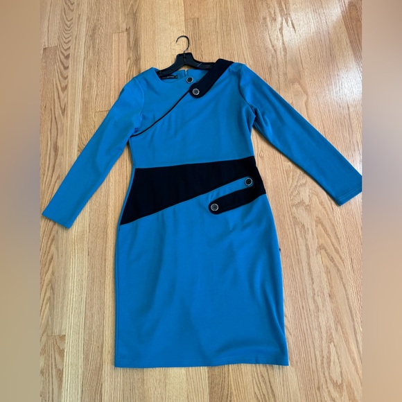 Knit color block dress, size M. Teal and black. - Picture 1 of 5